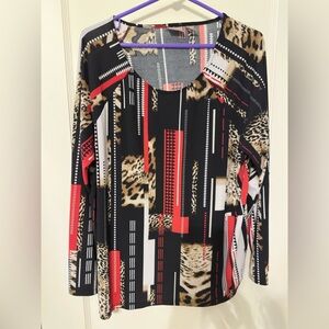 Chico's Long Sleeve Top - Black, Red, White, Brown